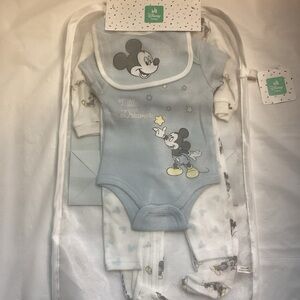 Disney Mickey Mouse Light Blue and White Bodysuit
